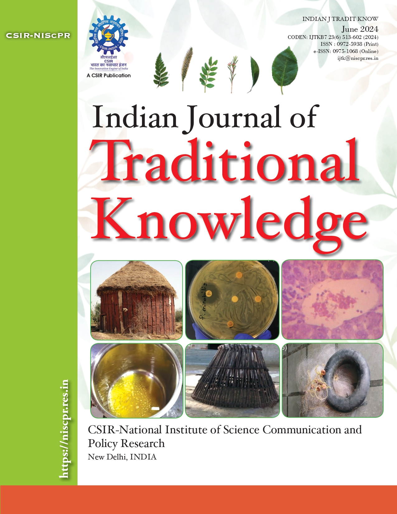 					View Vol. 23 No. 6 (2024): Indian Journal of Traditional Knowledge
				