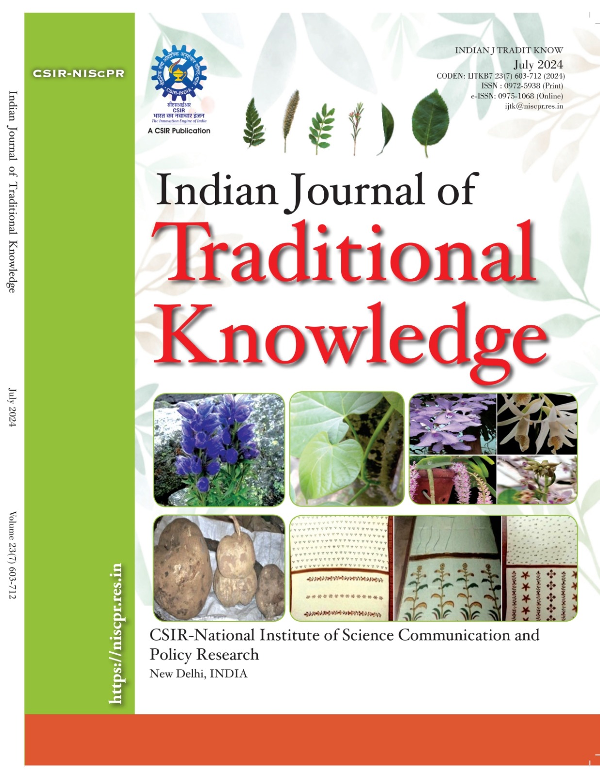 					View Vol. 23 No. 7 (2024): Indian Journal of Traditional Knowledge
				