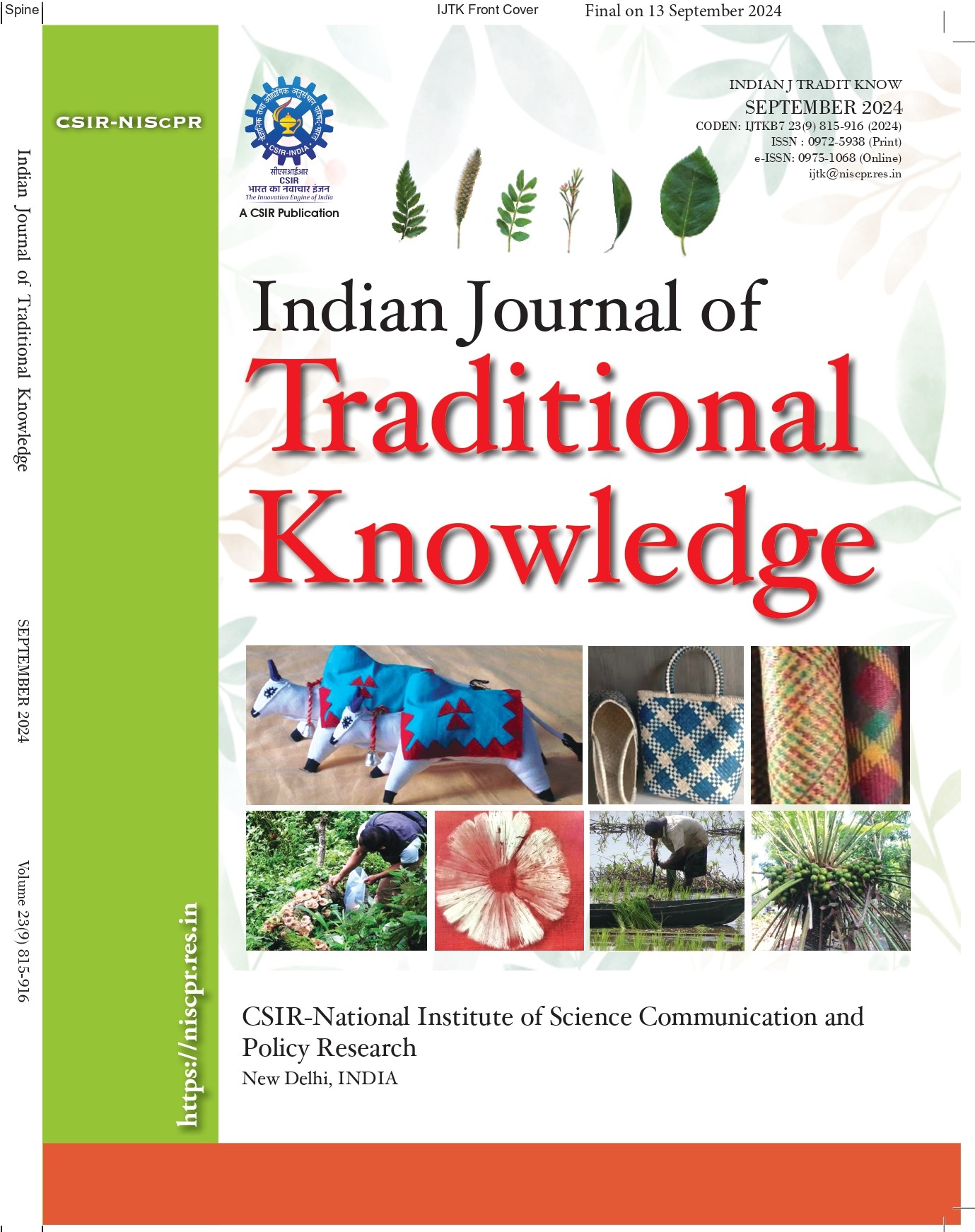 					View Vol. 23 No. 9 (2024): Indian Journal of Traditional Knowledge
				