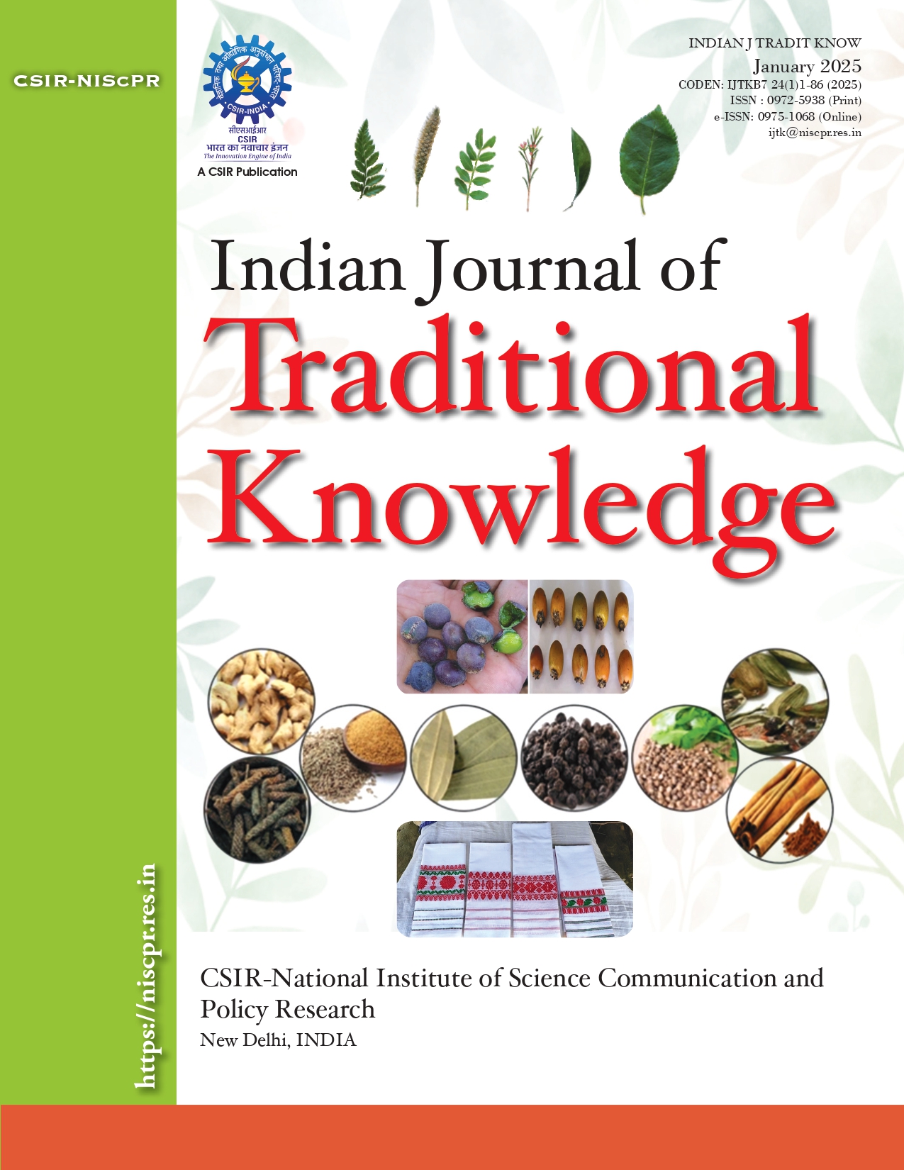 					View Vol. 24 No. 1 (2025): Indian Journal of Traditional Knowledge
				