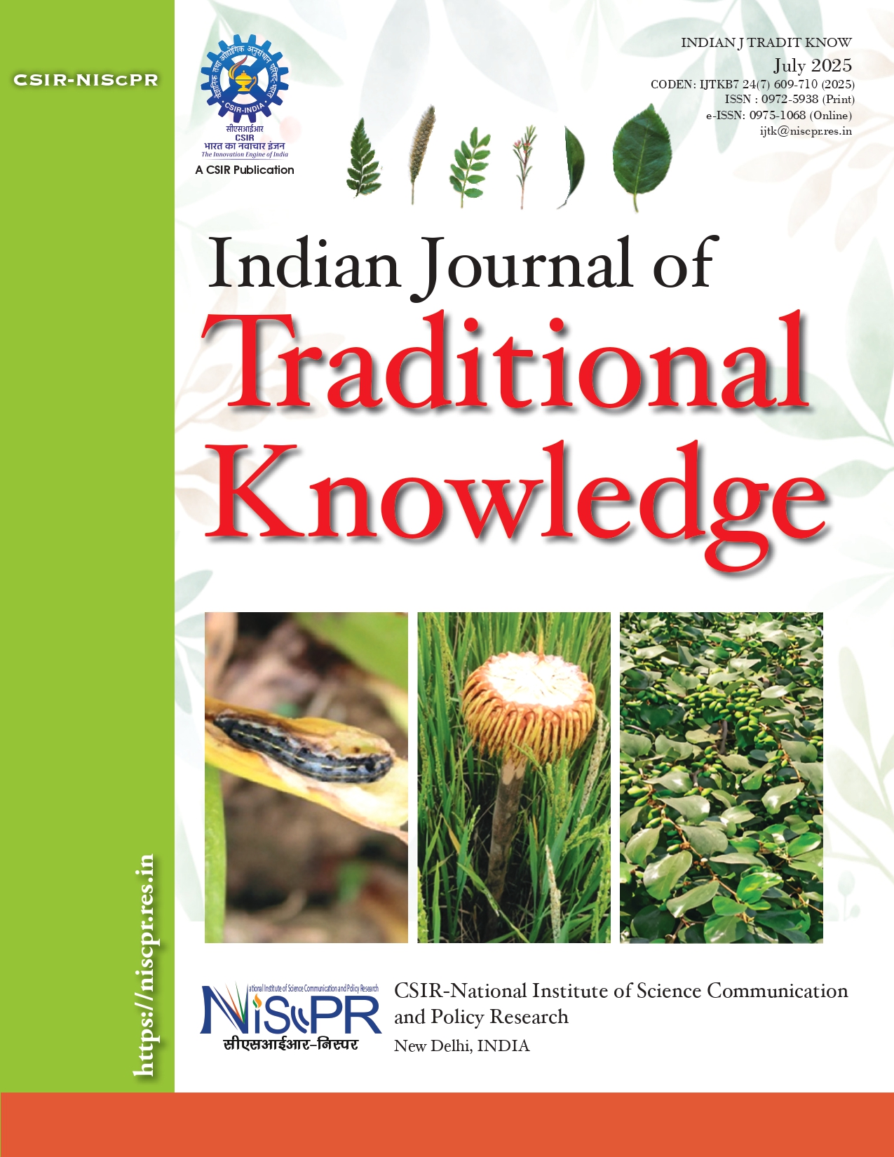 					View Vol. 24 No. 7 (2025): Indian Journal of Traditional Knowledge
				