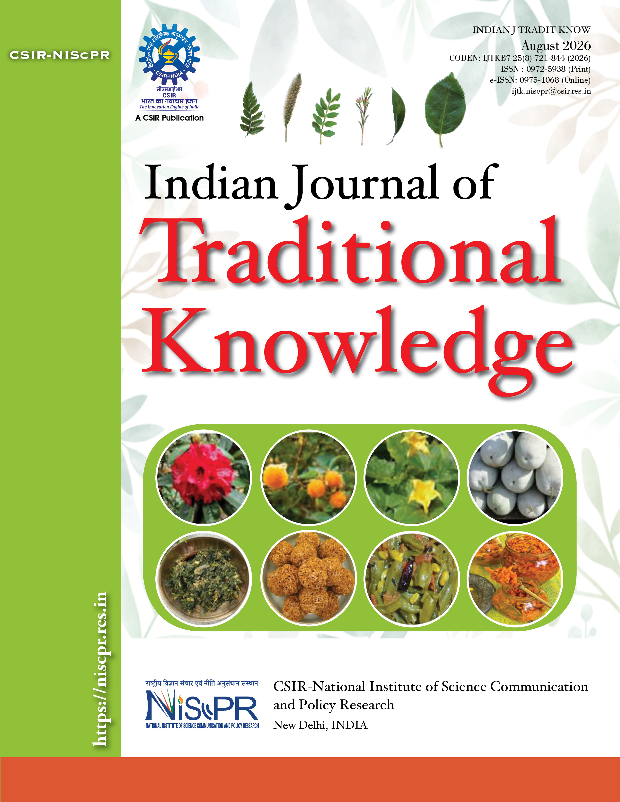 					View Vol. 25 No. 8 (2026): Indian Journal of Traditional Knowledge
				